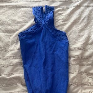 Express Cobalt Knit Halter Bodysuit